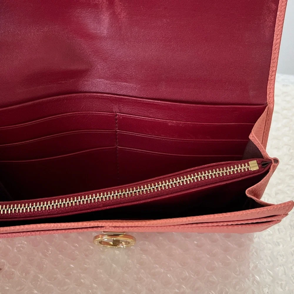 Bvlgari Pink and Burgundy Leather Wallet - Picture 6 of 10